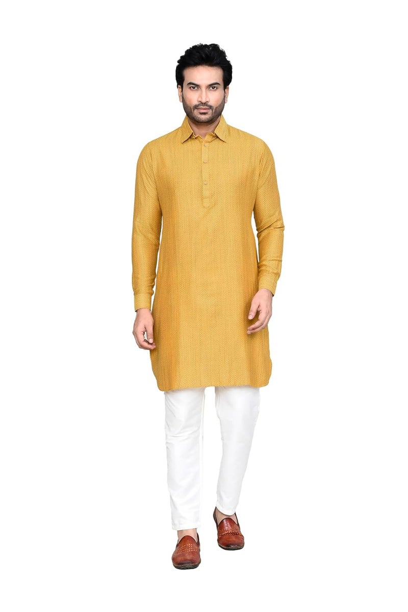 POLY2FAB Hathkargha Men's Traditional Kurta Pajama Set - Solid Pattern Ethnic Wear with Full Sleeves & Buttoned Neck - Image 1